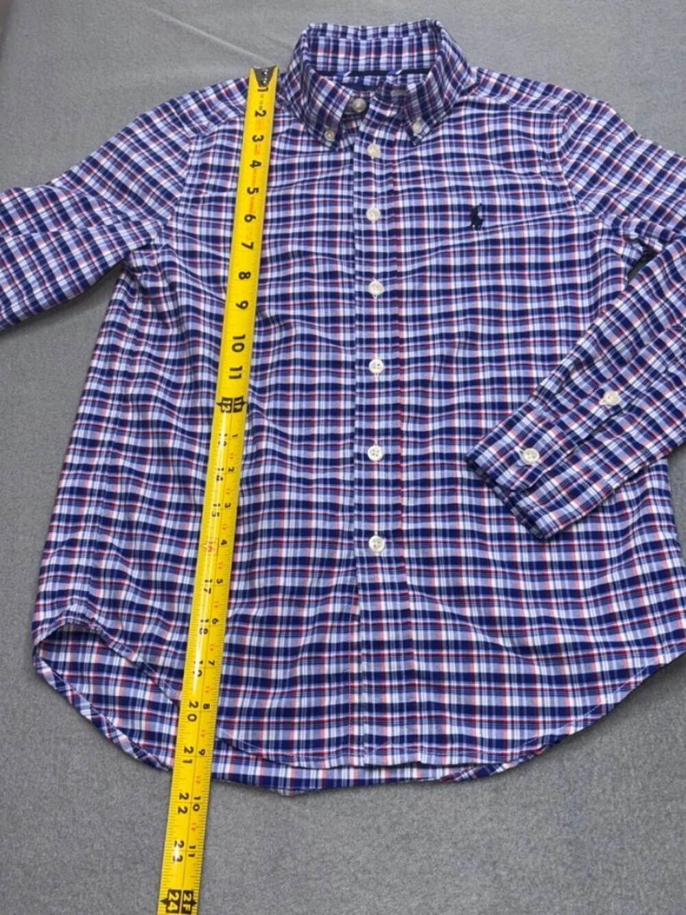 Boys Polo Ralph Lauren Long Sleeve Collared Button Down Performance Blue Red S/8